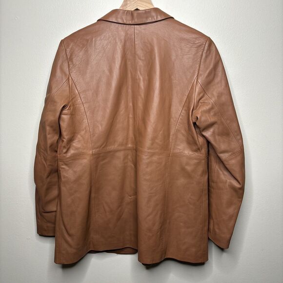 Lewit Leather Blazer Jacket Women's Size 1 Brown Single Button - Picture 13 of 16